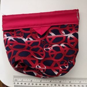Unisex Fabric Peace Click It,  Cosmetic, Tool,  Notion Bag, Hand Crafted
